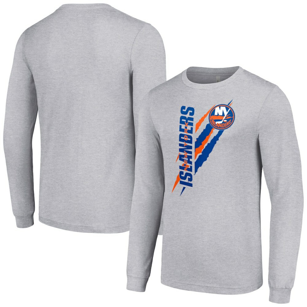 New York Islanders Starter Color Scratch Long-Sleeve T-Shirt Heather Gray
