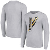 Pittsburgh Penguins Starter Color Scratch Long-Sleeve T-Shirt Heather Gray