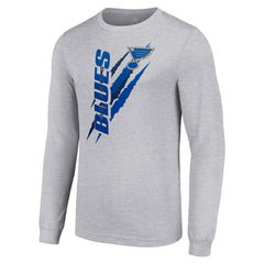 St. Louis Blues Starter Color Scratch Long-Sleeve T-Shirt Heather Gray