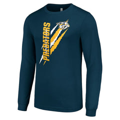 Nashville Predators Starter Color Scratch Long-Sleeve T-Shirt Navy