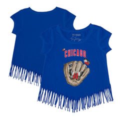 Chicago Cubs Tiny Turnip Girls Youth Butterfly Glove Fringe T-Shirt Royal