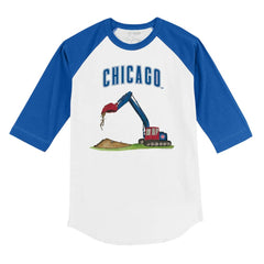 Chicago Cubs Tiny Turnip Youth Excavator 3/4-Sleeve Raglan T-Shirt White/Royal