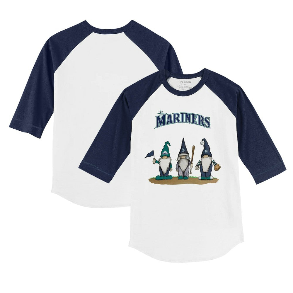 Seattle Mariners Tiny Turnip Youth Gnomes 3/4-Sleeve Raglan T-Shirt White/Navy
