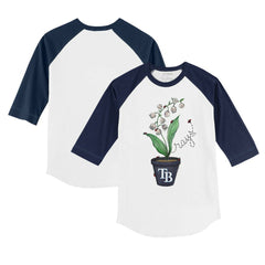 Tampa Bay Rays Tiny Turnip Youth Lilies & Ladybugs 3/4-Sleeve Raglan T-Shirt White/Navy