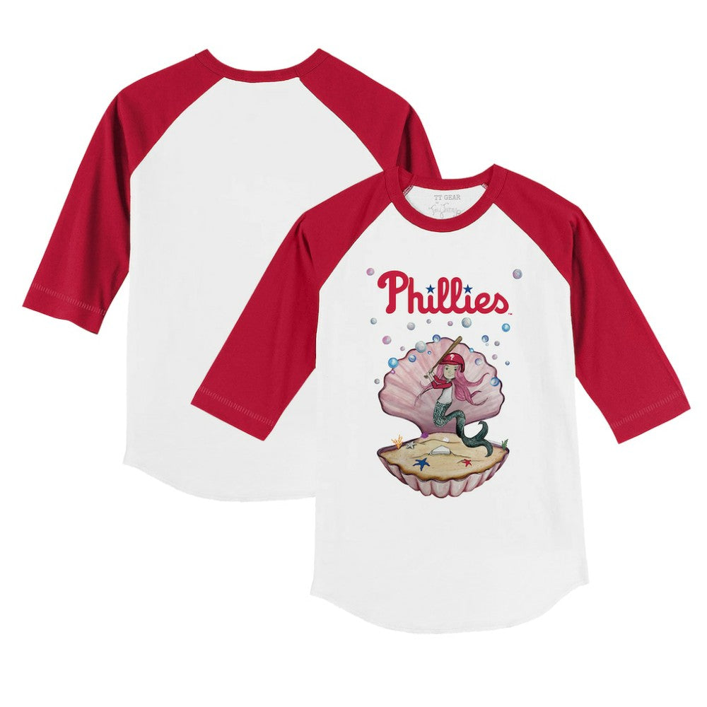 Philadelphia Phillies Tiny Turnip Youth Mermaid 3/4-Sleeve Raglan T-Shirt White/Red