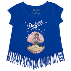 Los Angeles Dodgers Tiny Turnip Girls Youth Mermaid Fringe T-Shirt Royal