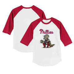 Philadelphia Phillies Tiny Turnip Youth Triceratops 3/4-Sleeve Raglan T-Shirt White/Red