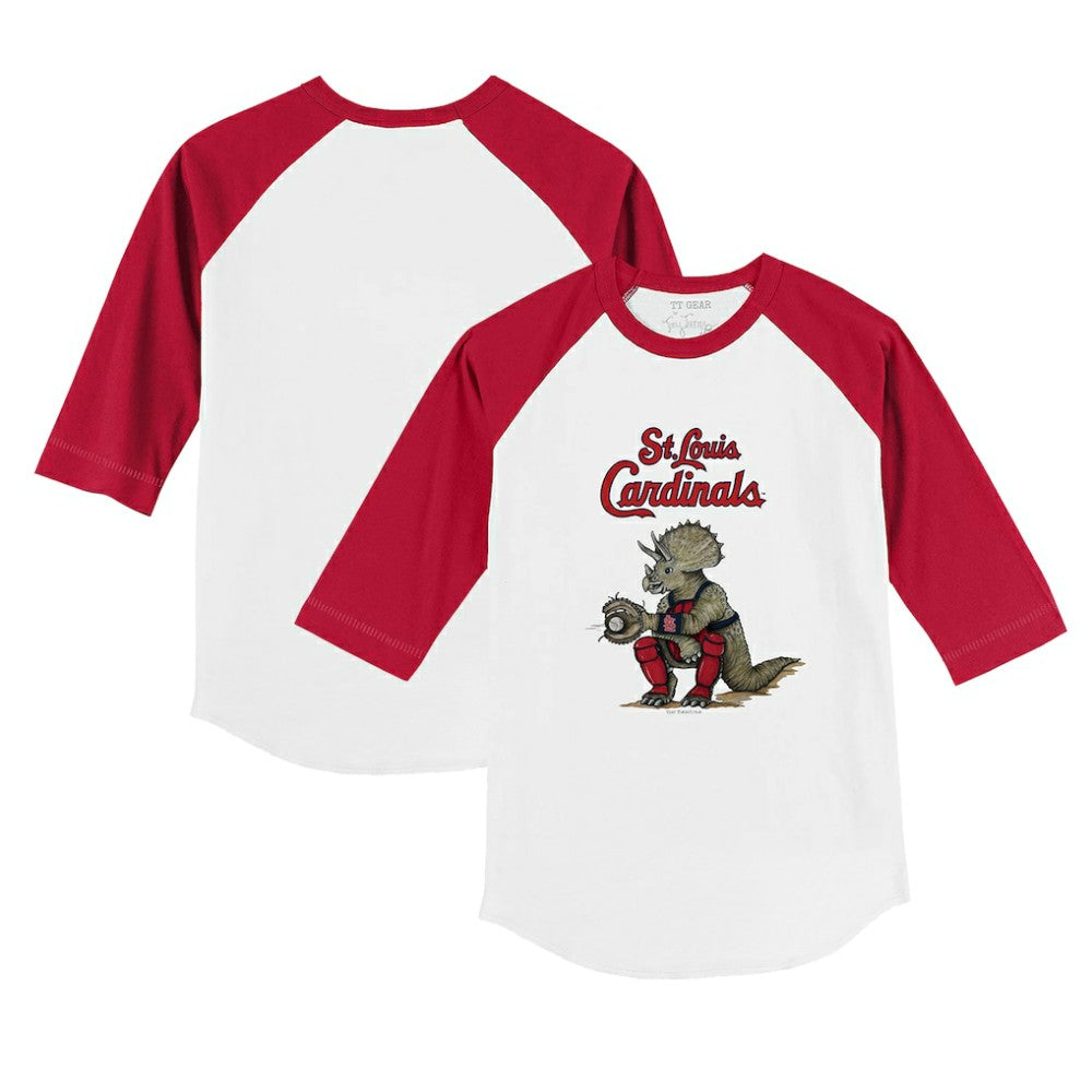St. Louis Cardinals Tiny Turnip Youth Triceratops 3/4-Sleeve Raglan T-Shirt White/Red