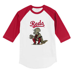 Cincinnati Reds Tiny Turnip Youth Triceratops 3/4-Sleeve Raglan T-Shirt White/Red