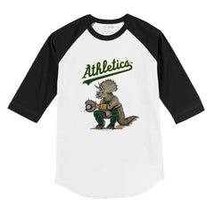 Athletics Tiny Turnip Youth Triceratops 3/4-Sleeve Raglan T-Shirt White/Black