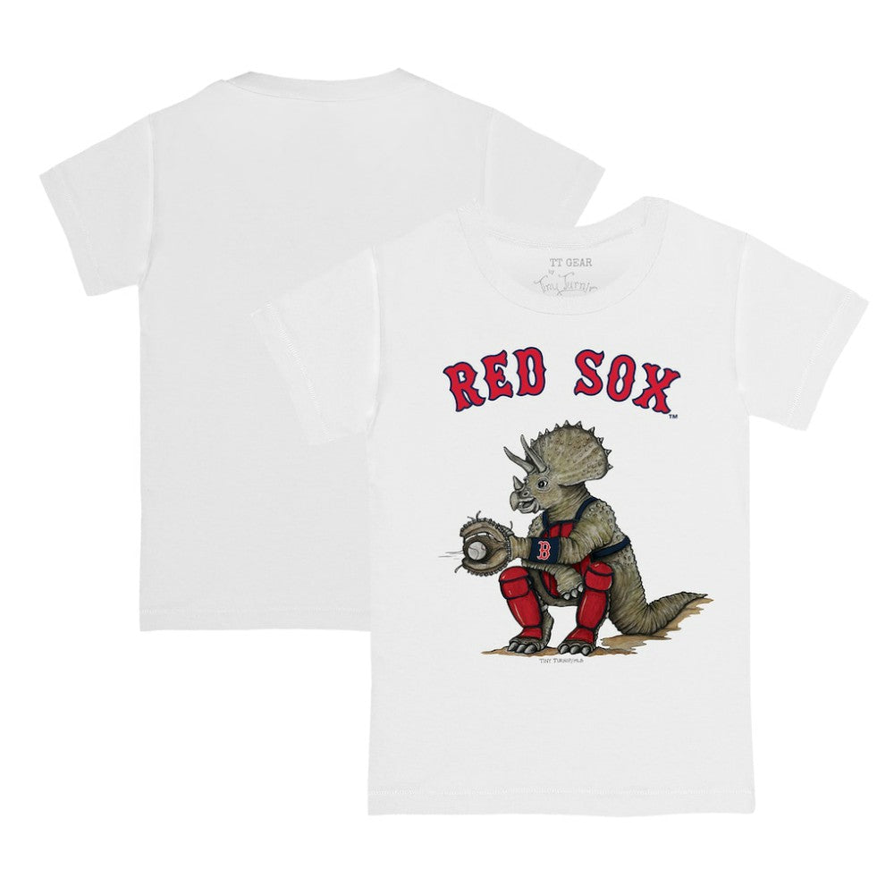 Boston Red Sox Tiny Turnip Youth Triceratops T-Shirt White