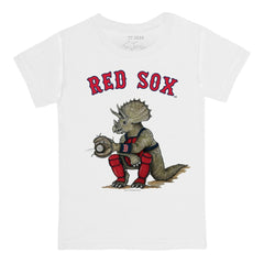Boston Red Sox Tiny Turnip Youth Triceratops T-Shirt White