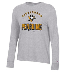 Pittsburgh Penguins Champion Women's Core Long Sleeve T-Shirt Heather Gray