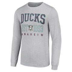 Anaheim Ducks Starter Retro Graphic Long Sleeve Crew T-Shirt Heather Gray