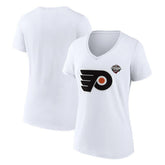 Philadelphia Flyers Fanatics Women's 2024 NHL Stadium Series Logo V-Neck T-shirt White