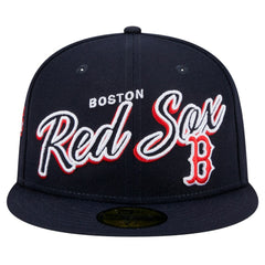 Boston Red Sox Script Sided 59FIFTY Fitted Hat Navy | New Era