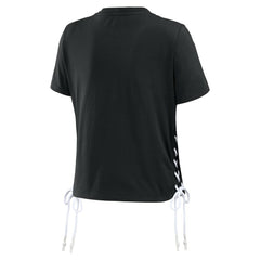 Pittsburgh Pirates WEAR by Erin Andrews Women's Side Lace-Up Cropped T-Shirt Black