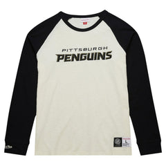 Pittsburgh Penguins Mitchell & Ness Legendary Slub Vintage Raglan Long Sleeve T-Shirt Cream