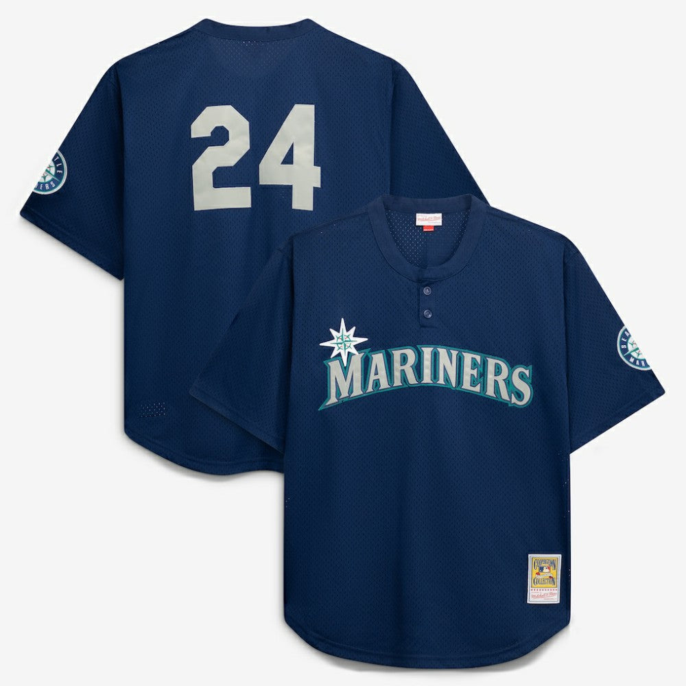 Seattle Mariners Big & Tall Cooperstown Collection Mesh Batting Practice Jersey - Navy