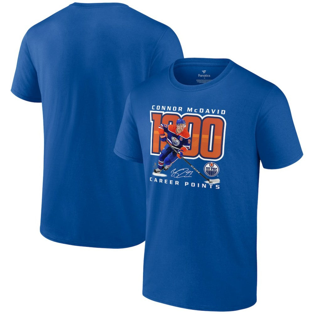 Connor McDavid Edmonton Oilers 1,000 Career Points T-Shirt Royal