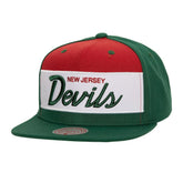 New Jersey Devils Mitchell & Ness Retro Script Colorblock Snapback Hat Green