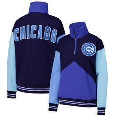Chicago Cubs Terez Women's Classic Colorblock Quarter-Zip Sweatshirt Navy/Blue
