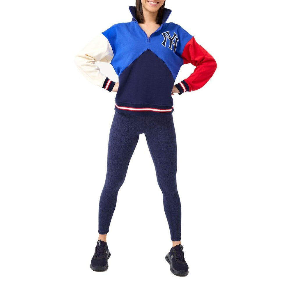 New York Yankees Terez Women's Classic Colorblock Quarter-Zip Sweatshirt Blue/Navy