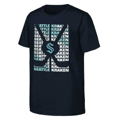 Seattle Kraken Youth Box T-Shirt Deep Sea Blue
