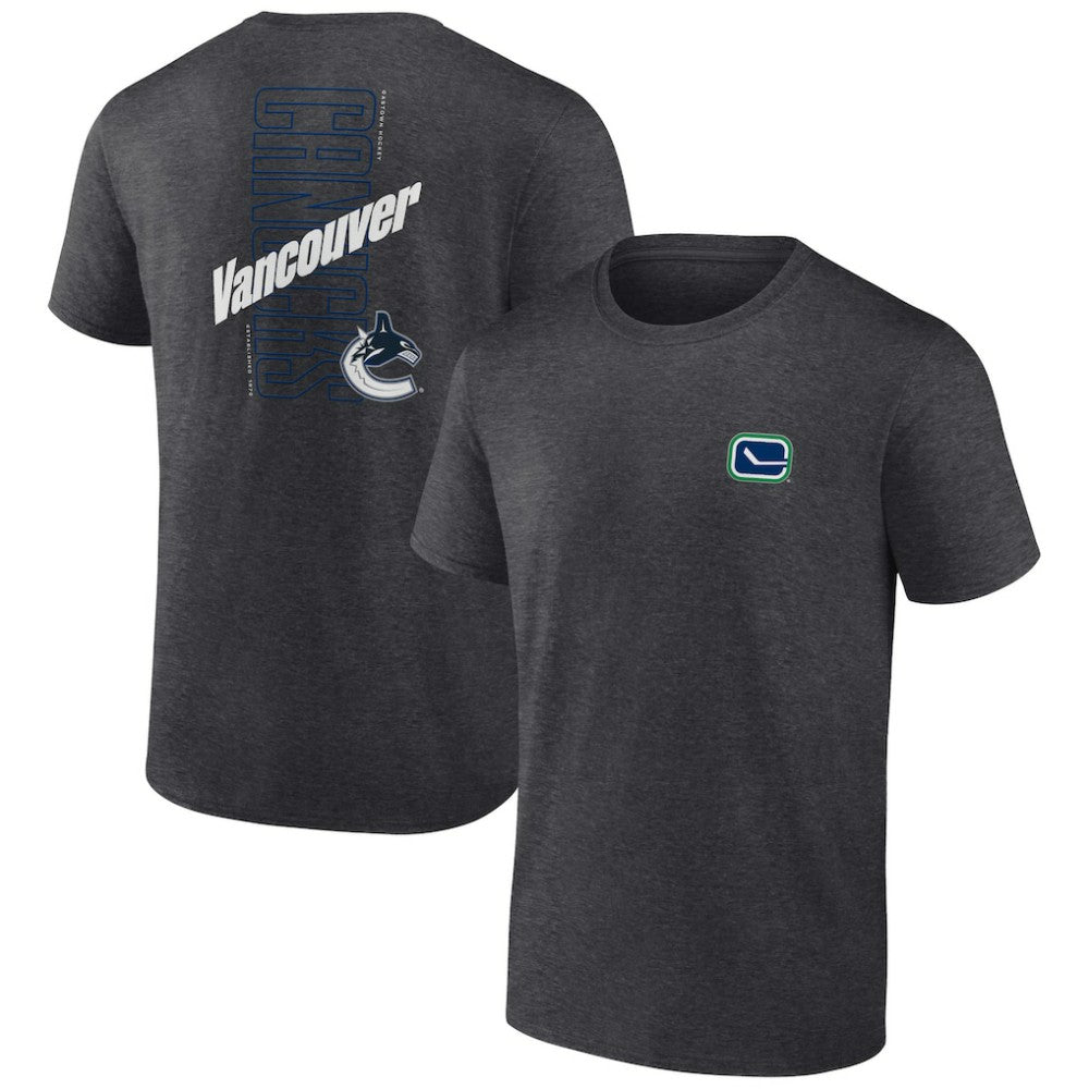 Vancouver Canucks Fanatics Backbone T-Shirt Heather Charcoal
