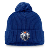 Edmonton Oilers Fanatics Primary Logo Cuffed Knit Hat with Pom Royal