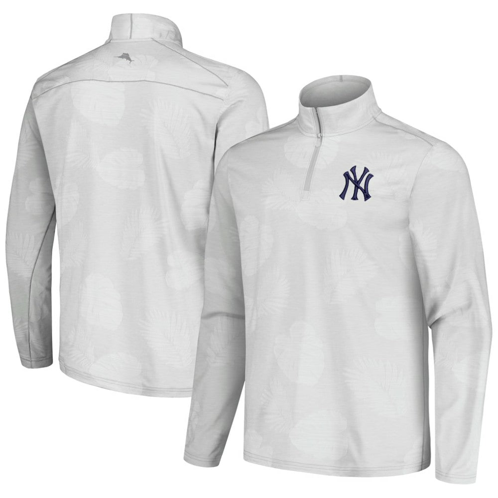 New York Yankees Tommy Bahama Delray Frond IslandZone Half-Zip Jacket Gray
