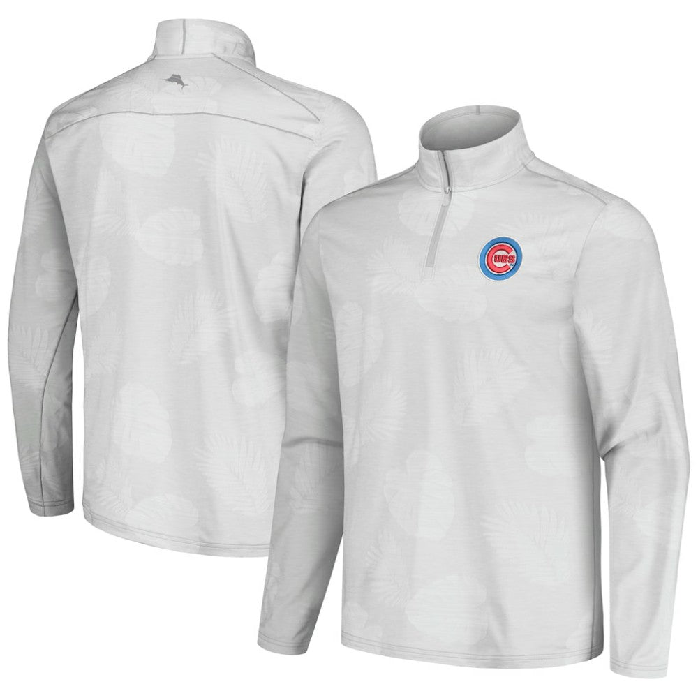 Chicago Cubs Tommy Bahama Delray Frond IslandZone Half-Zip Jacket Gray