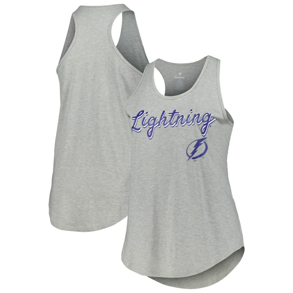 Tampa Bay Lightning Fanatics Women's Plus Size Racerback Tank Top Heather Gray