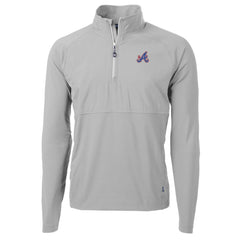Atlanta Braves Cutter & Buck City Connect Adapt Eco Knit Hybrid Recycled Quarter-Zip Pullover Top Gray