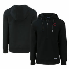 Cincinnati Reds Cutter & Buck City Connect Roam Eco Recycled Half-Zip Pullover Hoodie Black