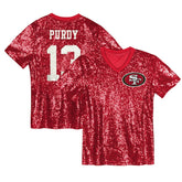 Brock Purdy San Francisco 49ers Girls Youth Sequin V-Neck Fashion Jersey - Scarlet discount