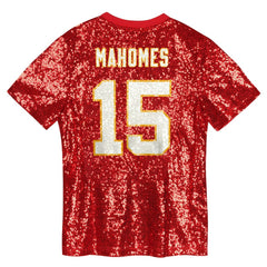 Patrick Mahomes Kansas City Chiefs Girls Youth Sequin V-Neck Fashion Jersey - Red discount