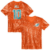 Tyreek Hill Miami Dolphins Girls Youth Sequin V-Neck Fashion Jersey - Orange sale