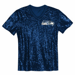 12 Fan Seattle Seahawks Girls Youth Sequin V-Neck Fashion Jersey - College Navy for sale