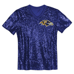 Lamar Jackson Baltimore Ravens Girls Youth Sequin V-Neck Fashion Jersey - Purple on sale