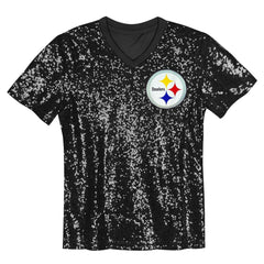 T.J. Watt Pittsburgh Steelers Girls Youth Sequin V-Neck Fashion Jersey - Black outlet