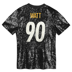 T.J. Watt Pittsburgh Steelers Girls Youth Sequin V-Neck Fashion Jersey - Black outlet
