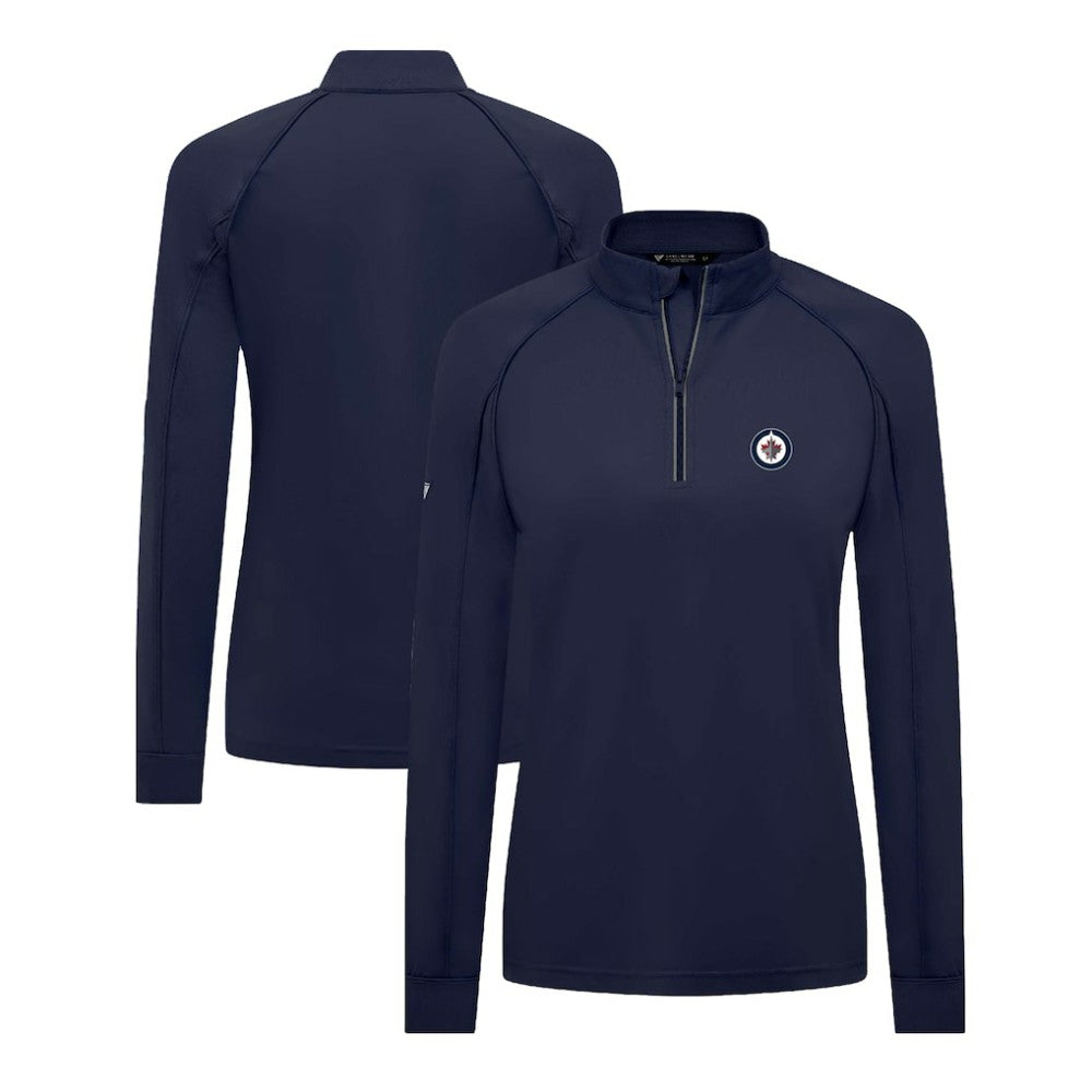 Winnipeg Jets Levelwear Women's Kinetic Insignia Core Quarter-Zip Pullover Top Navy