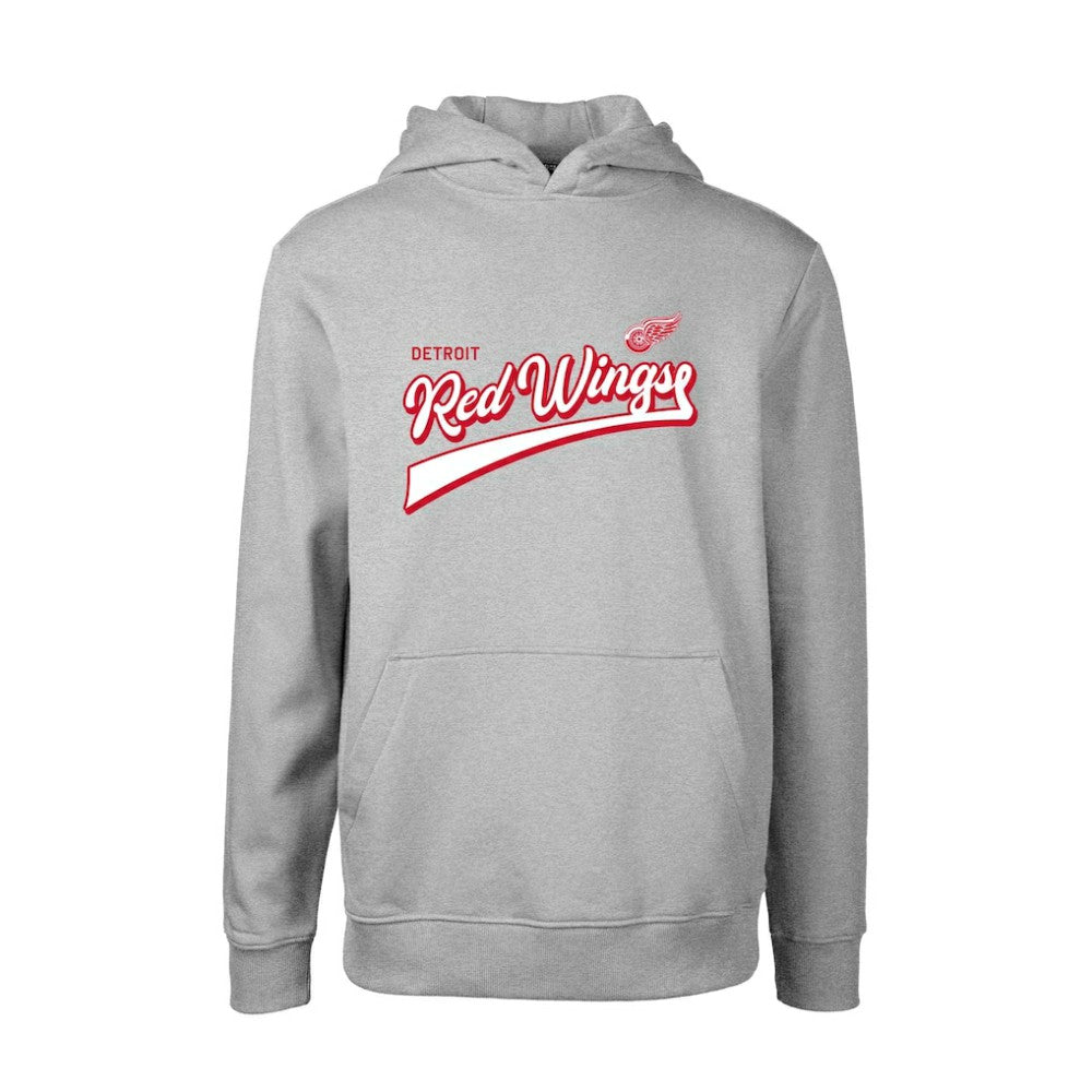 Detroit Red Wings Levelwear Youth Podium Retro Script Fleece Pullover Hoodie Gray