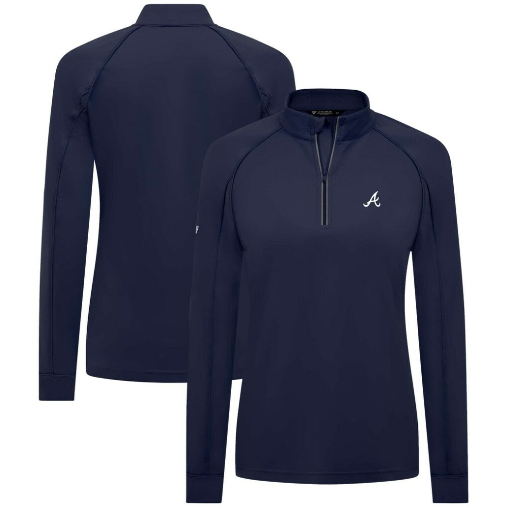 Atlanta Braves Levelwear Women's Kinetic Insignia Quarter-Zip Pullover Navy