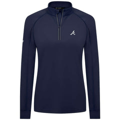 Atlanta Braves Levelwear Women's Kinetic Insignia Quarter-Zip Pullover Navy