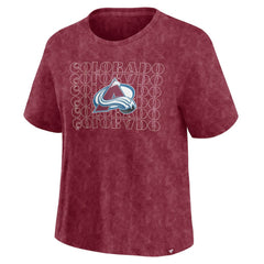 Colorado Avalanche Fanatics Women's Faded Wash T-Shirt Burgundy