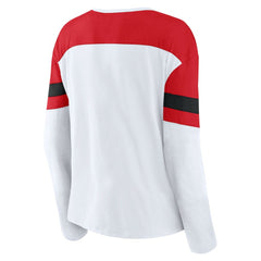 Chicago Blackhawks Fanatics Women's Frozen Long Sleeve Notch Neck T-Shirt White/Red