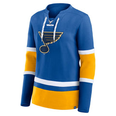 St. Louis Blues Fanatics Women's Prime Time Lace-Up Long Sleeve T-Shirt Blue