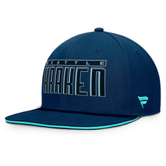 Seattle Kraken Fanatics Fundamental Gino Stack Snapback Hat Navy
